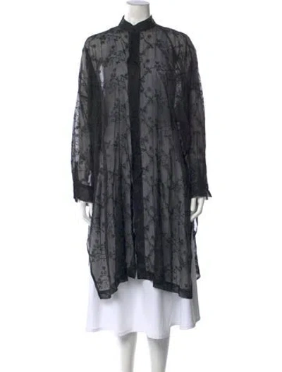 Pre-owned Eskandar Silk Floral Print Tunic In Black