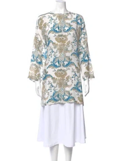 Pre-owned Eskandar Silk Floral Print Tunic In Neutral