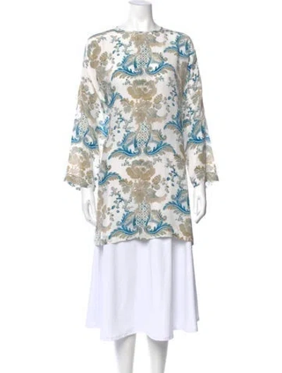 Pre-owned Eskandar Silk Floral Print Tunic In Neutral