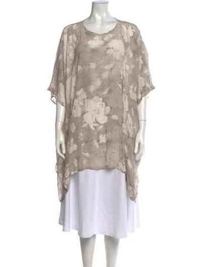 Pre-owned Eskandar Silk Floral Print Tunic In Neutral