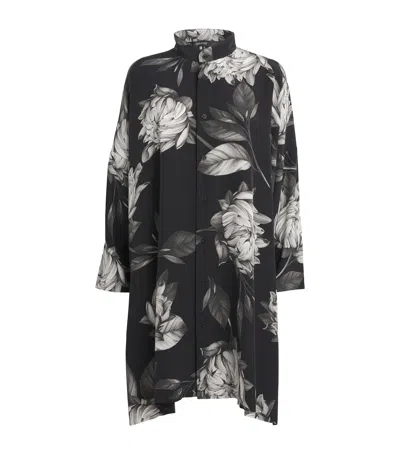 Eskandar Silk Floral Shirt In Gray