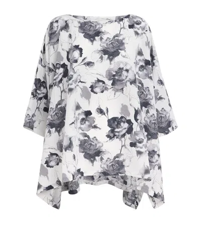 Eskandar Silk Floral Top In Gray