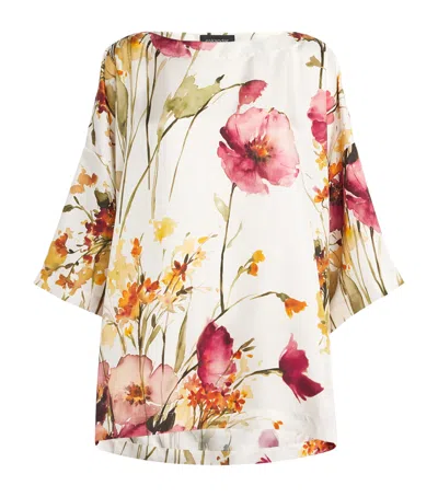 Eskandar Silk Floral Tunic In Red