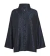 Eskandar Silk Jacquard A-line Jacket In Blue