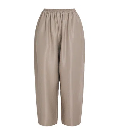 Eskandar Silk Japanese Trousers In Brown