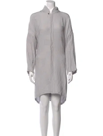 Pre-owned Eskandar Silk Knee-length Dress In Gray