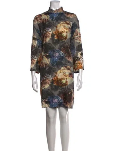 Pre-owned Eskandar Silk Knee-length Dress In Grey