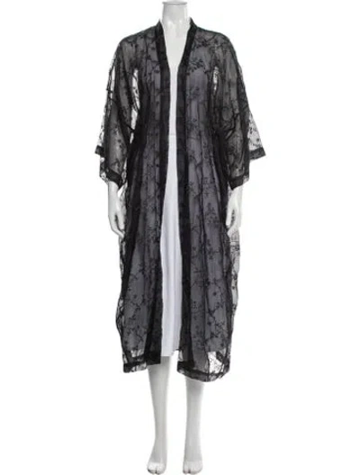 Pre-owned Eskandar Silk Lace Pattern Coat In Black
