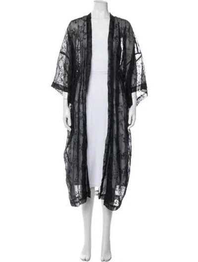 Pre-owned Eskandar Silk Lace Pattern Coat In Black