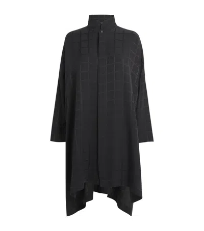 Eskandar Silk Long-back Shirt In Black