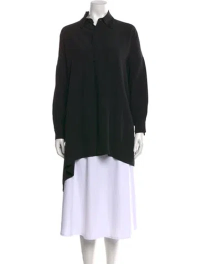 Pre-owned Eskandar Silk Long Sleeve Blouse In Black