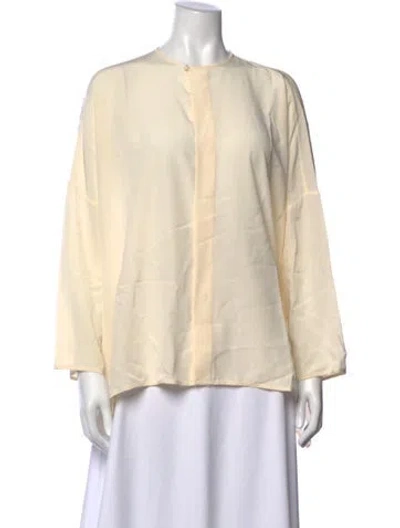 Pre-owned Eskandar Silk Long Sleeve Blouse In Neutral