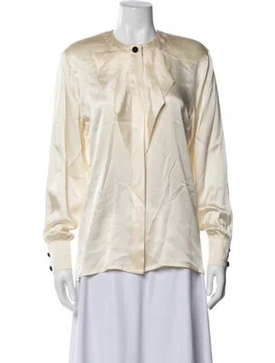 Pre-owned Eskandar Silk Long Sleeve Blouse In Neutrals