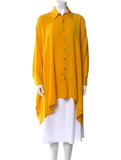 Pre-owned Eskandar Silk Long Sleeve Tunic In Yellow