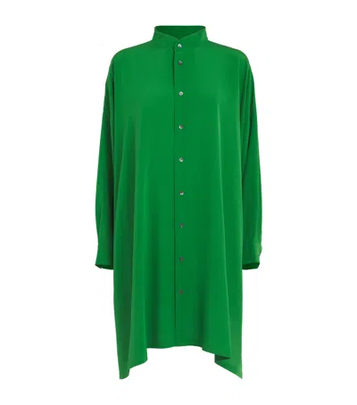 Eskandar Silk Longline Shirt In Green