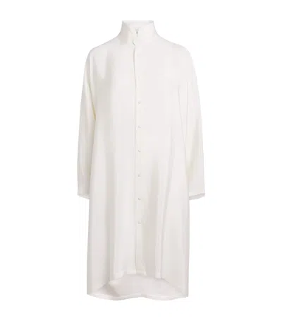 Eskandar Silk Longline Shirt In White