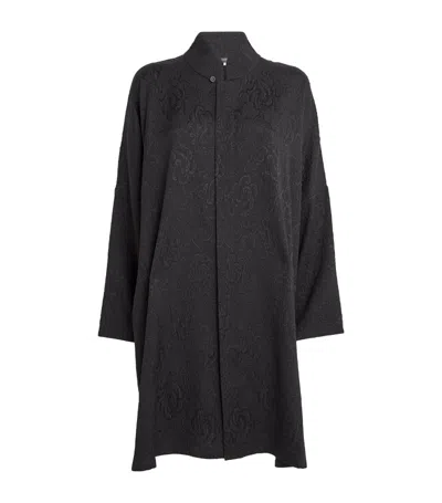Eskandar Silk Mandarin-collar Shirt In Black