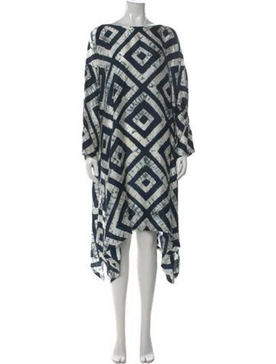Pre-owned Eskandar Silk Midi Length Dress In Blue