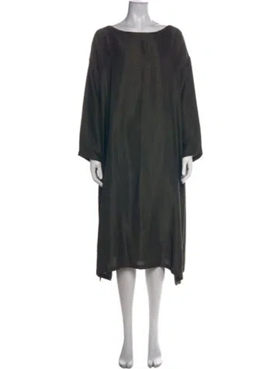 Pre-owned Eskandar Silk Midi Length Dress In Green