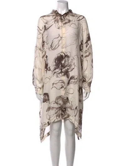 Pre-owned Eskandar Silk Midi Length Dress In Neutrals