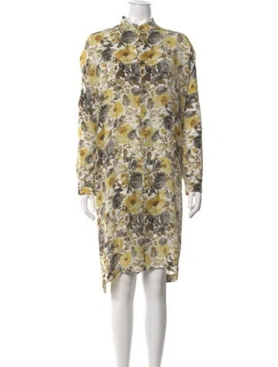 Pre-owned Eskandar Silk Midi Length Dress In Yellow