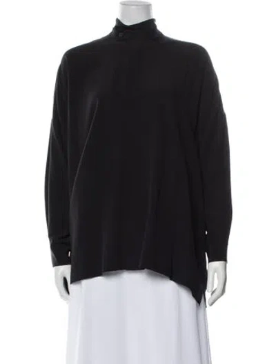 Pre-owned Eskandar Silk Mock Neck Sweatshirt W/ Tags In Black