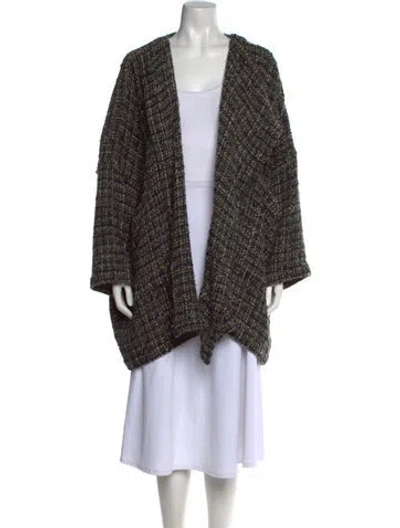 Pre-owned Eskandar Silk Open Front Sweater In Black