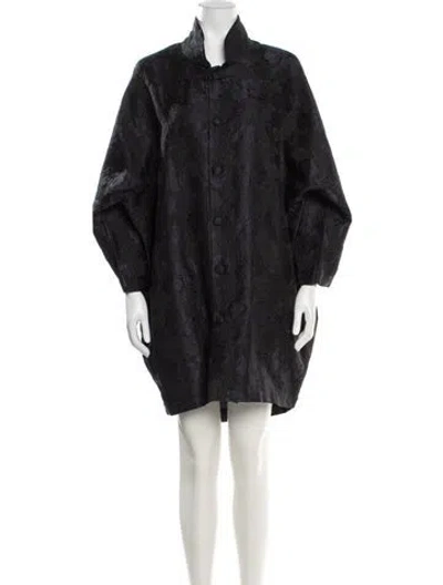 Pre-owned Eskandar Silk Patterned Coat In Black