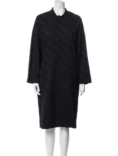 Pre-owned Eskandar Silk Patterned Coat In Black