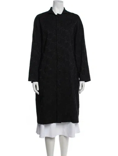 Pre-owned Eskandar Silk Patterned Coat In Black