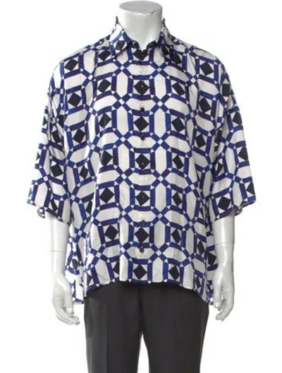 Pre-owned Eskandar Silk Patterned Shirt In Blue