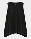 Eskandar Silk Plisse A-line Sleeveless Top (mid Plus Length) In Black