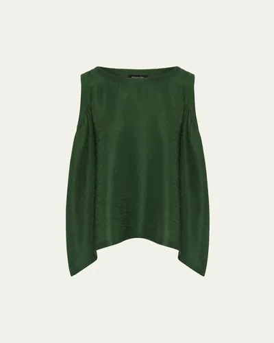 Eskandar Silk Plisse A-line Sleeveless Top (mid Plus Length) In Green