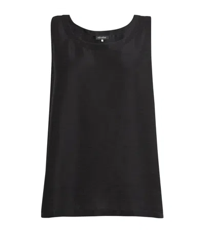 Eskandar Silk Plissé A-line Tank Top In Black