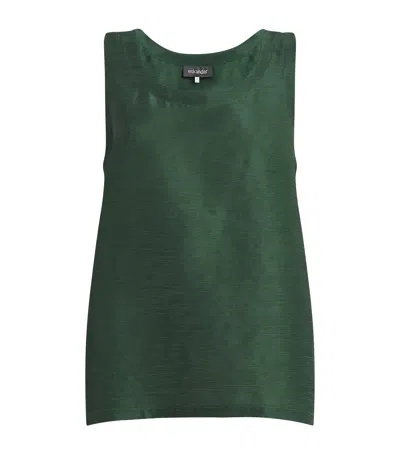 Eskandar Silk Plissé A-line Tank Top In Green