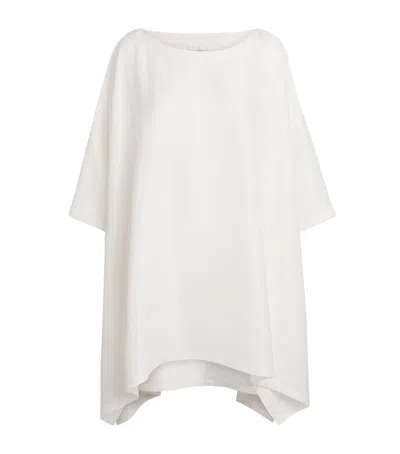 Eskandar Silk Plissé Boat-neck Top In White