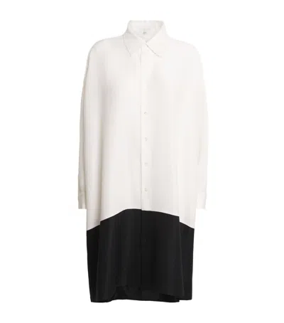 Eskandar Silk Plissé Colour-block Shirt In Neutral