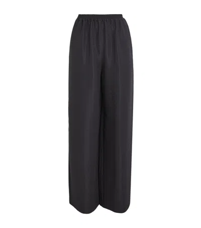 Eskandar Silk Plissé Flared Trousers In Grey