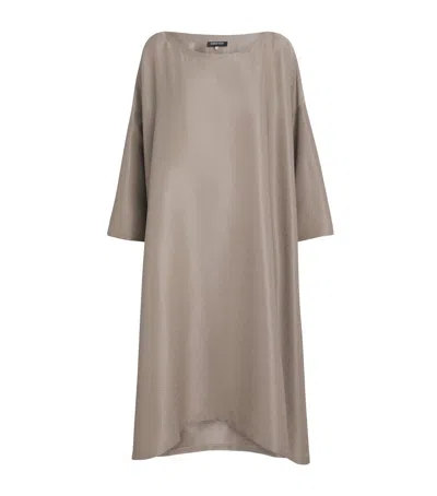Eskandar Silk Plissé Midi Dress In Brown