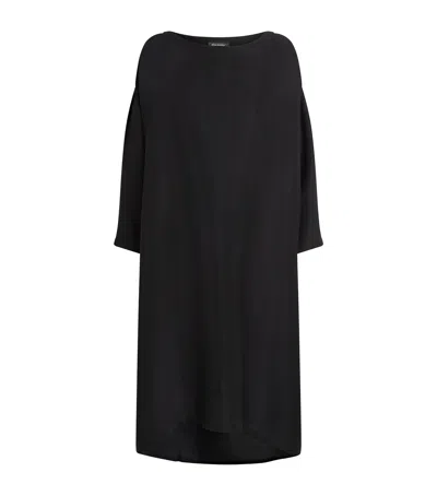 Eskandar Silk Plissé Scoop-neck Midi Dress In Black
