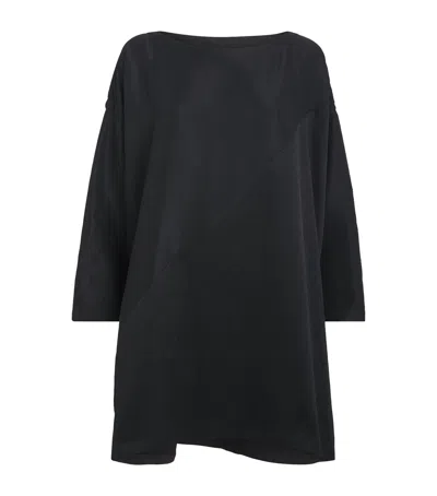 Eskandar Silk Plissé Scoop-neck Top In Black