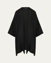 Eskandar Silk Plisse Wide A-line Jacket Coat (long Plus Length)