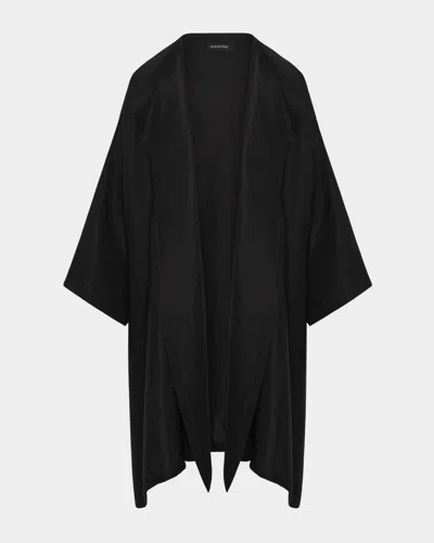 Eskandar Silk Plisse Wide A-line Jacket Coat (long Plus Length)