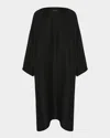 Eskandar Silk Plisse Wide A-line Scoop-neck Dress In Black