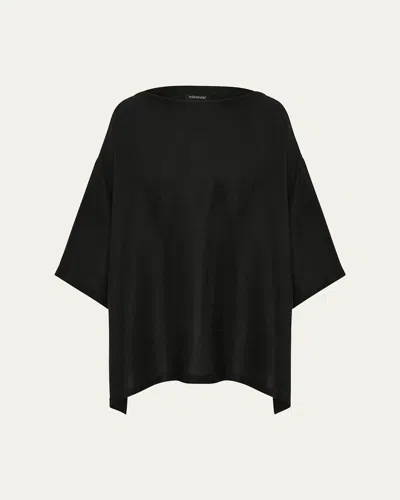 Eskandar Silk Plisse Wide A-line Scoop-neck Top (long Length)