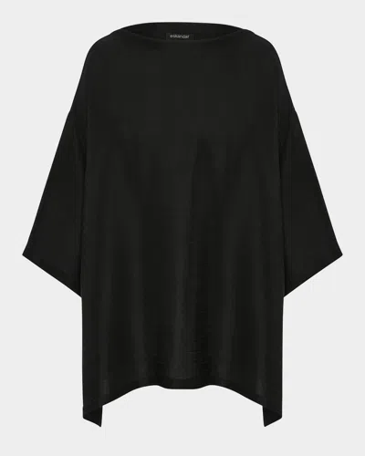 Eskandar Silk Plisse Wide A-line Scoop-neck Top (long Length)