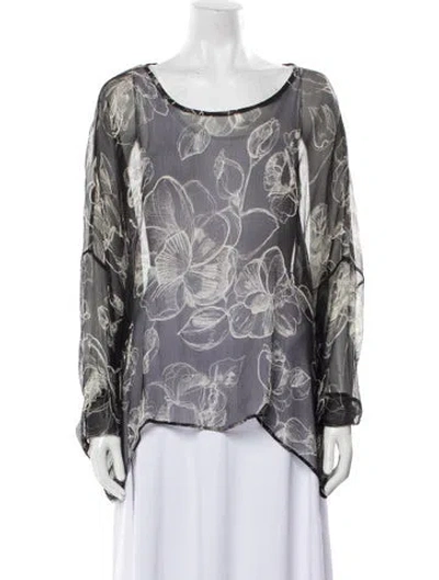 Pre-owned Eskandar Silk Printed Blouse In Black