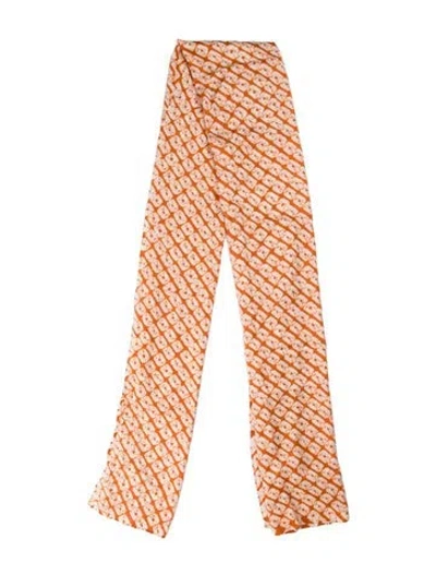 Pre-owned Eskandar Silk Printed Scarf In Orange
