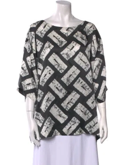 Pre-owned Eskandar Silk Printed Tunic In Gray