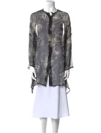 Pre-owned Eskandar Silk Printed Tunic In Gray